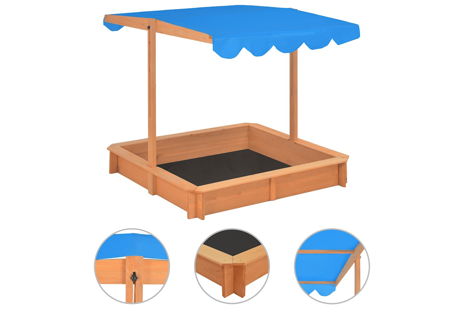 Vidaxl Sandbox With Adjustable Roof Firwood 115x115x115 Cm