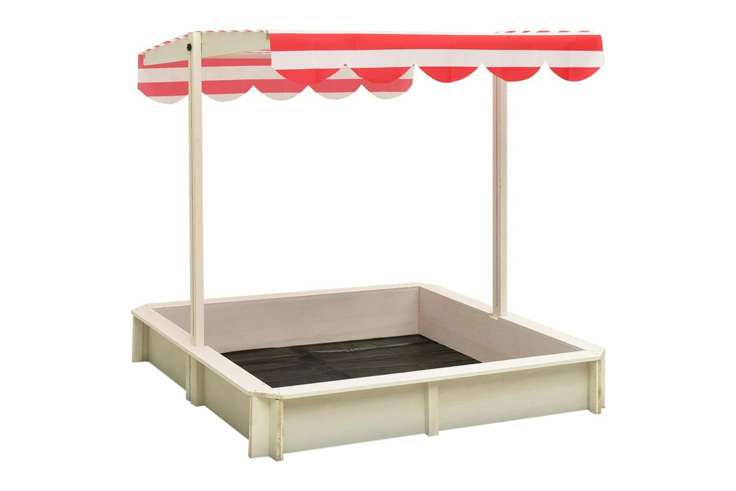 Vidaxl 316476 Sandbox With Adjustable Roof Fir Wood White And Red Uv50
