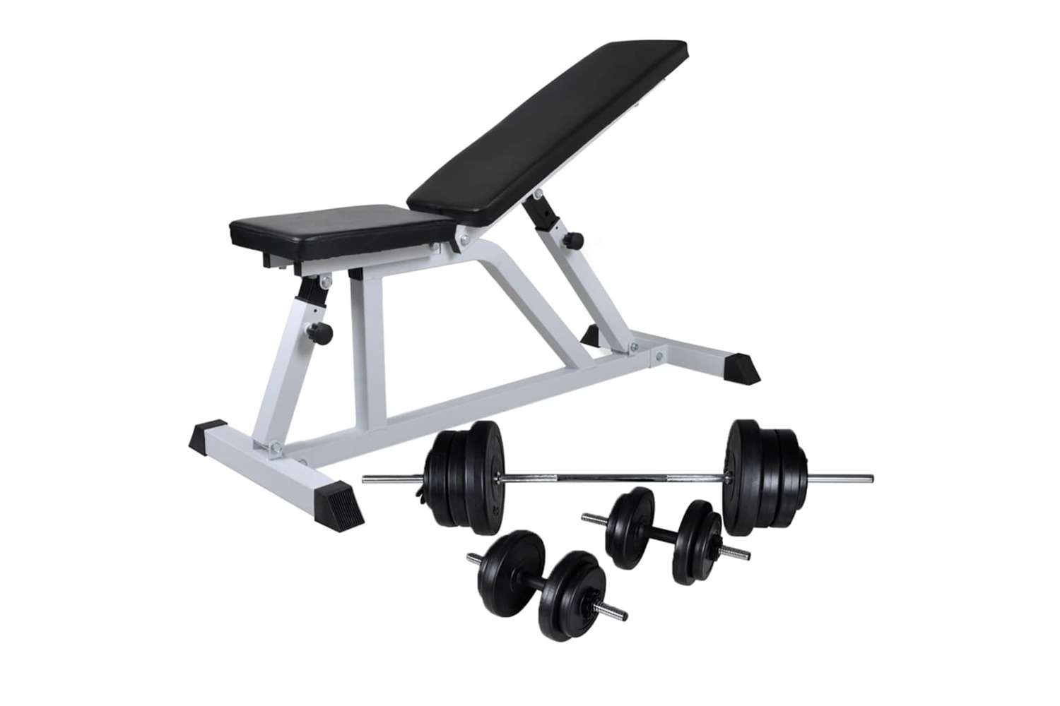 vidaXL 275346 Workout Bench With Barbell And Dumbbell Set 60.5 Kg