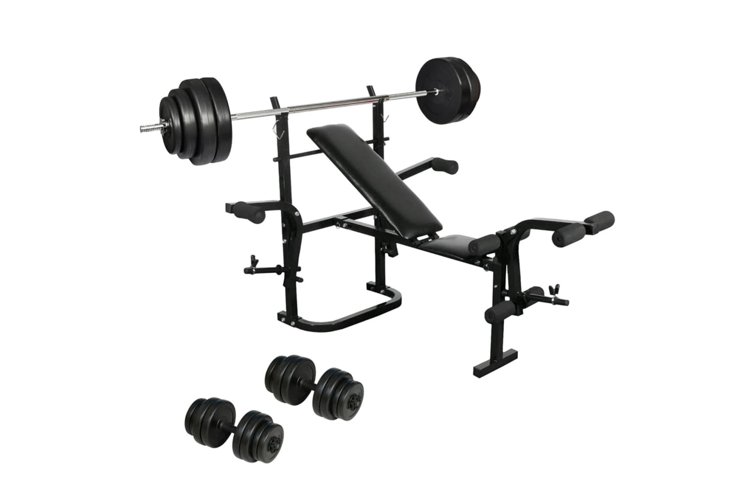 Vidaxl 270166 Folding Weight Bench Dumbbell Barbell Set Home Gym