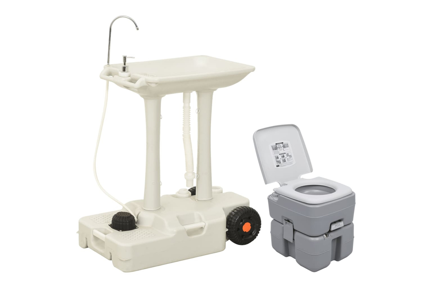 vidaXL 3154910 Portable Camping Toilet And Handwash Stand Set