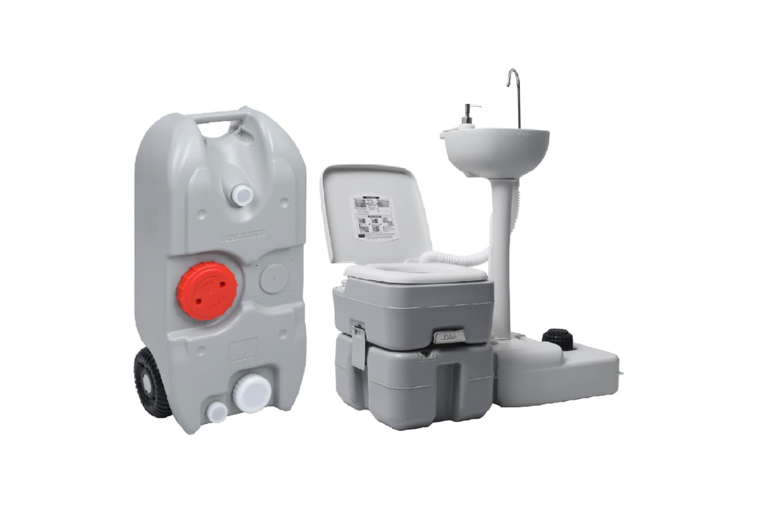 vidaXL 3154905 Portable Camping Toilet And Handwash Stand Set With Water Tank