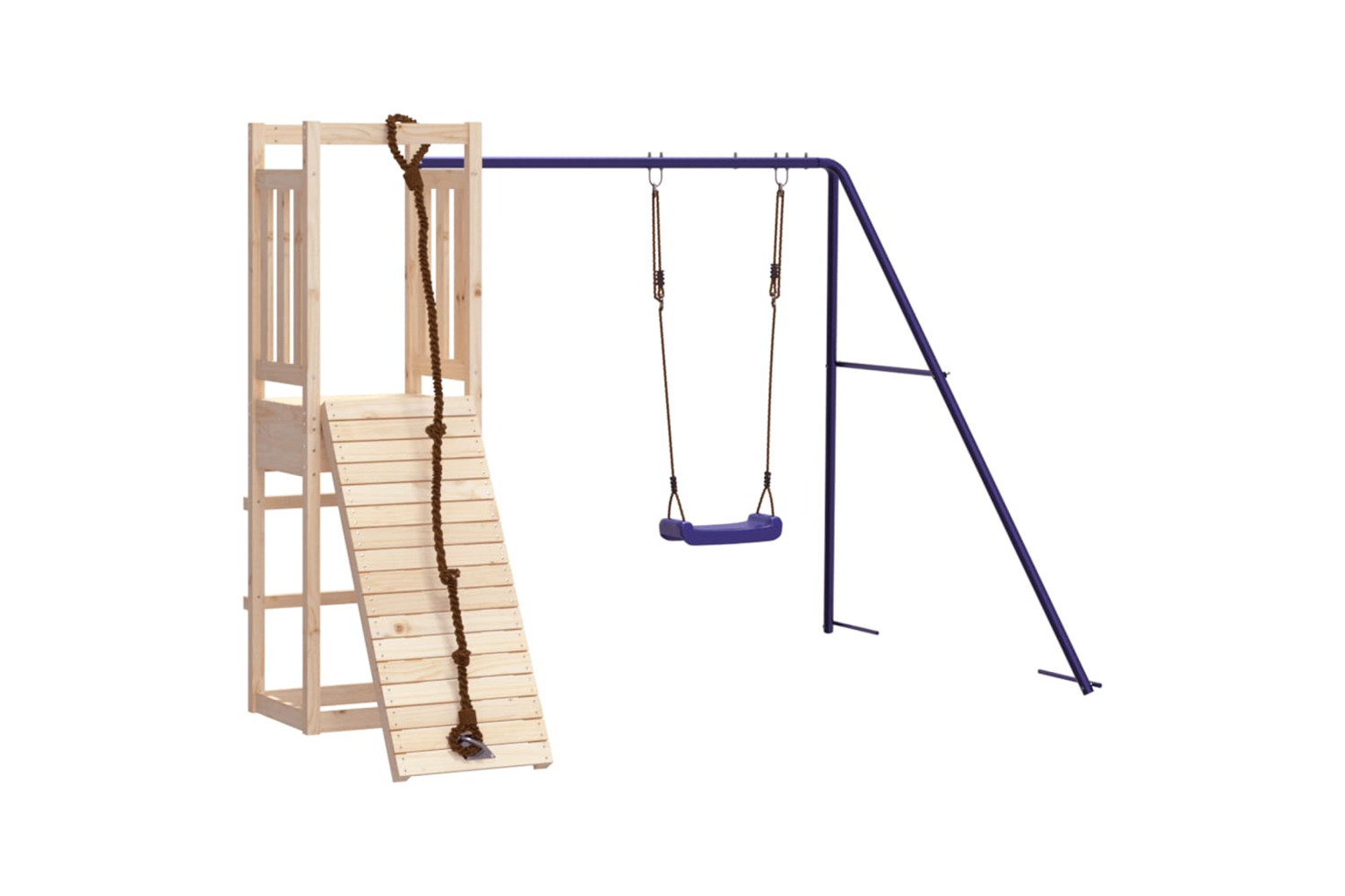 vidaXL 3155948 Playhouse With Climbing Wall Swing Solid Wood Pine