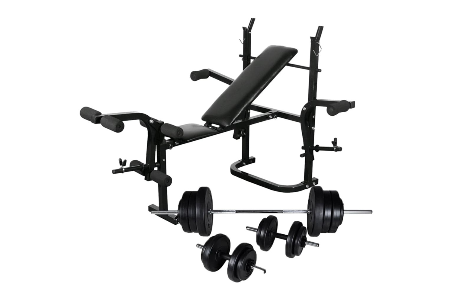 vidaXL 275363 Weight Bench with Weight Rack Barbell and Dumbbell Set | 60.5kg