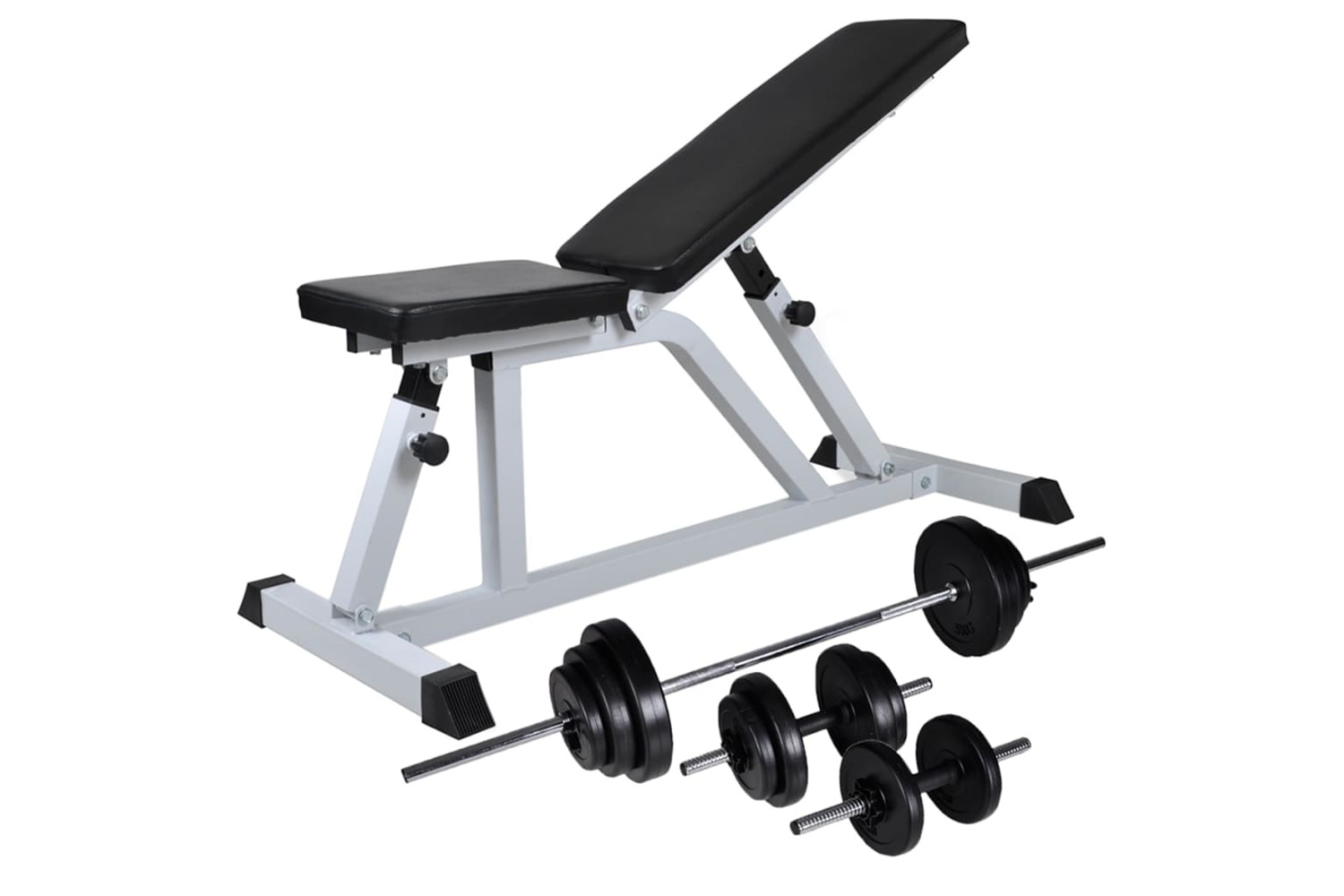 vidaXL 275350 Workout Bench With Barbell And Dumbbell Set 30.5 Kg