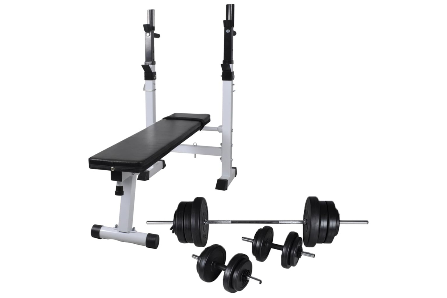 vidaXL 275361 Workout Bench With Weight Rack, Barbell And Dumbbell Set 60.5kg