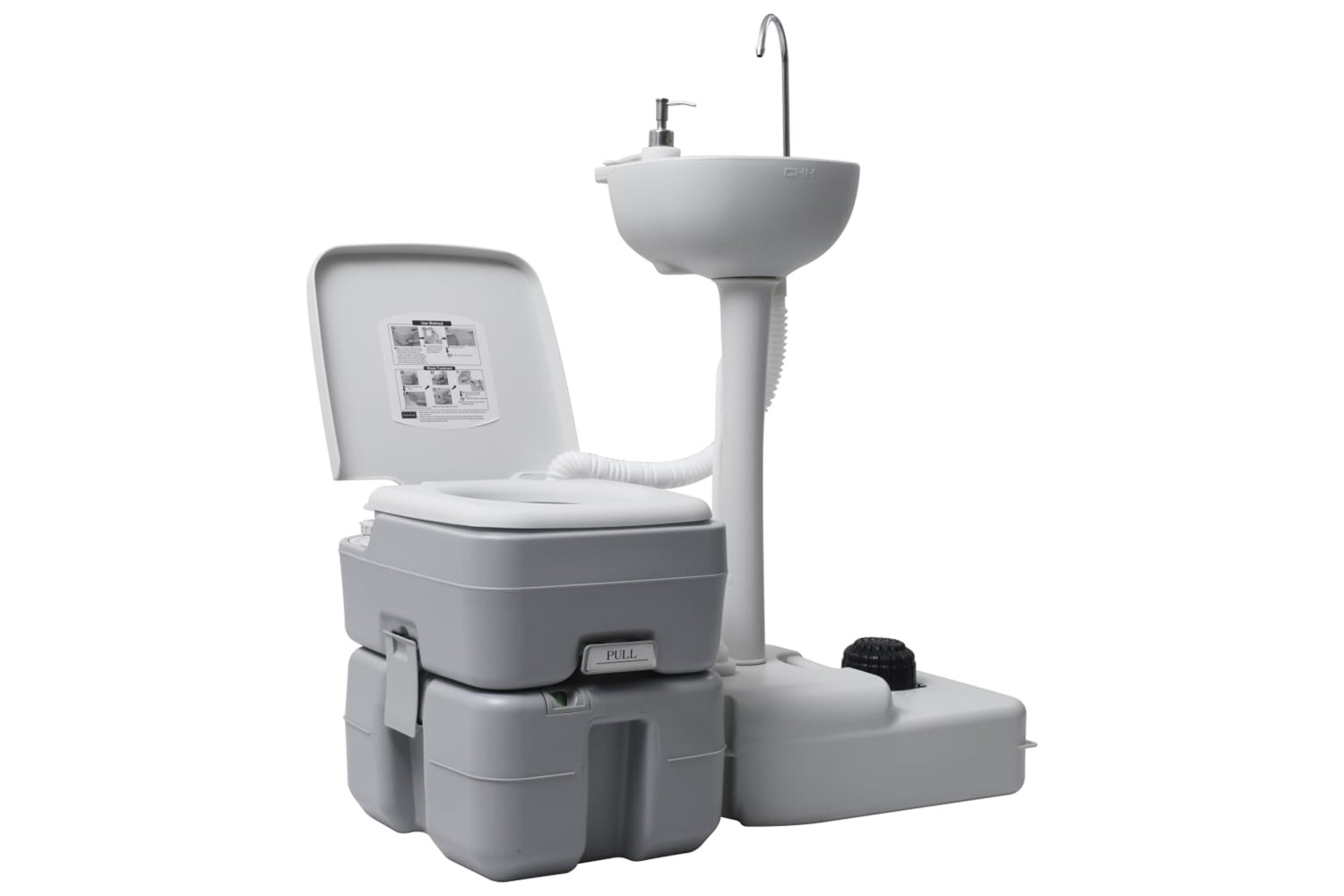 vidaXL 30140 Portable Camping Toilet And Handwash Stand Set | Grey