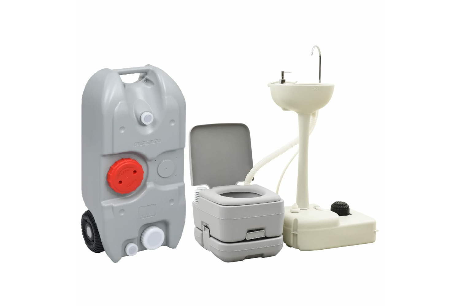 vidaXL 3154906 Portable Camping Toilet And Handwash Stand Set With Water Tank