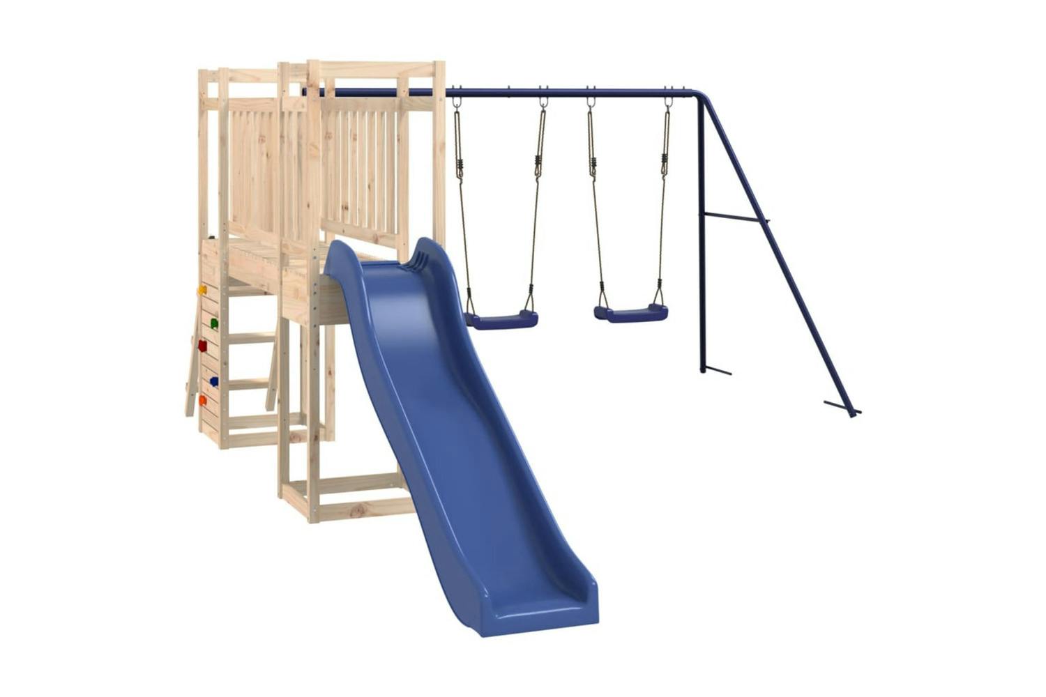 Vidaxl 3155930 Playhouse With Slide Ladder Swings Solid Wood Pine