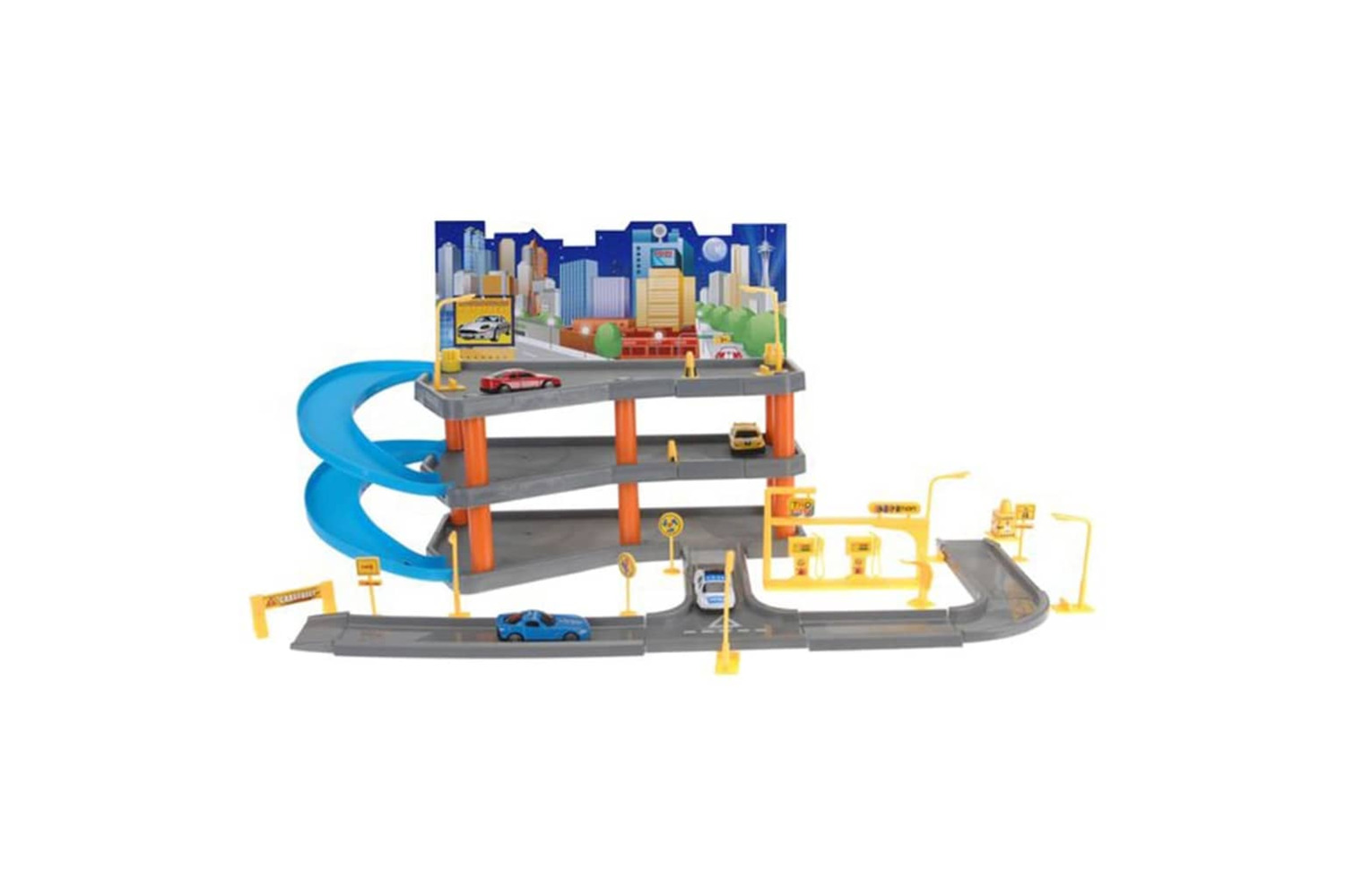 Tender Toys 445922 Garage Playset With 4 Toy Cars 62x31x33 Cm Grey And Blue