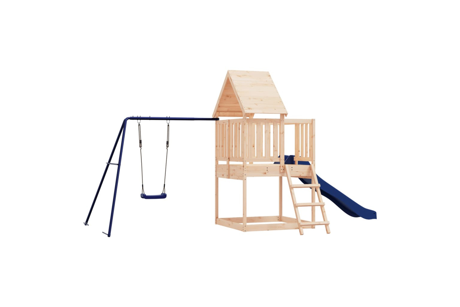 vidaXL 3155936 Playhouse With Slide Ladder Swing Solid Wood Pine
