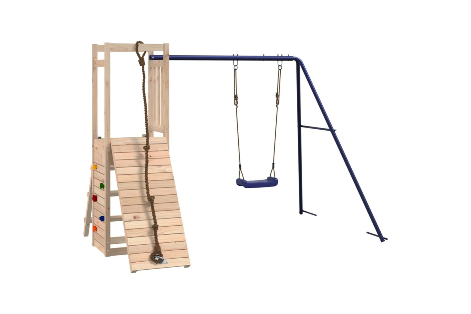 vidaXL 3155918 Playhouse With Swing Climbing Wall Solid Wood Pine