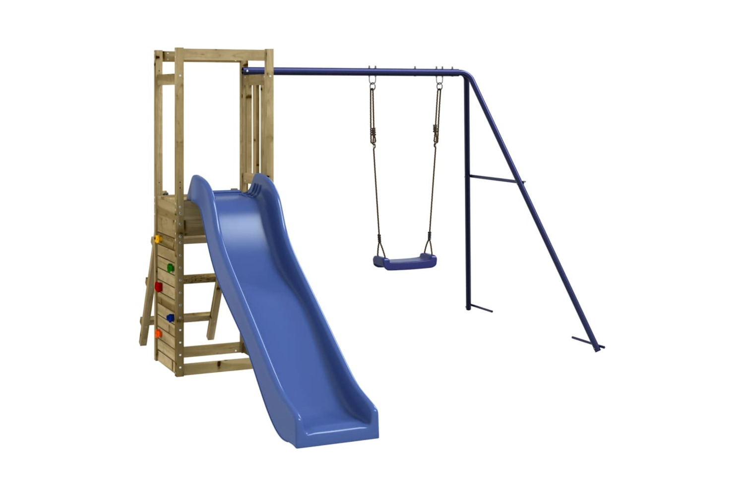 vidaXL 3155926 Playhouse With Slide Swing Rockwall Impregnated Wood Pine