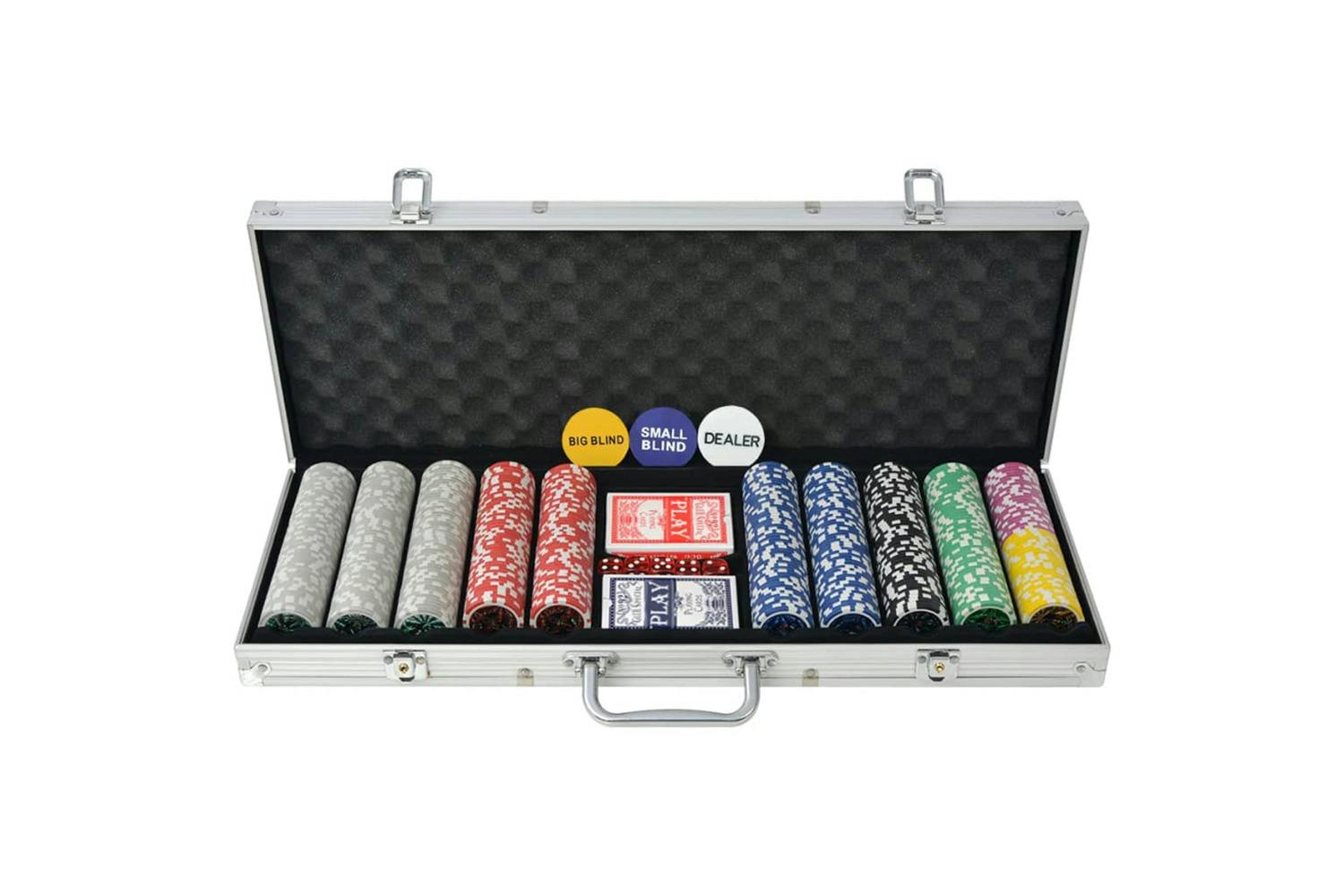 Vidaxl 80184 Poker Set With 500 Laser Chips Aluminium