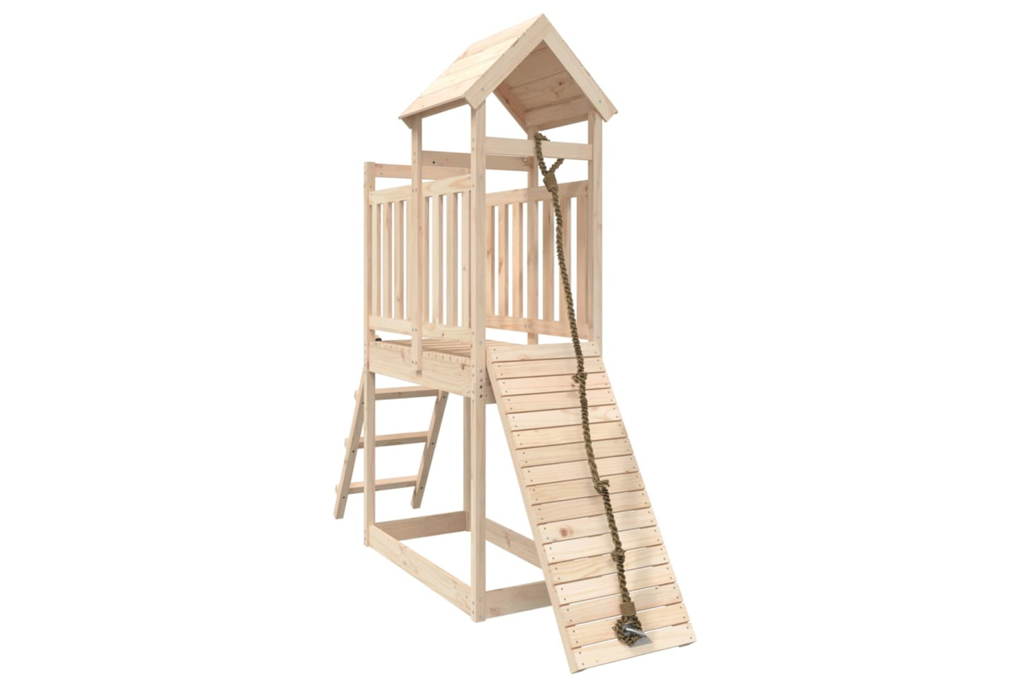 vidaXL 3155867 Playhouse With Climbing Wall Solid Wood Pine