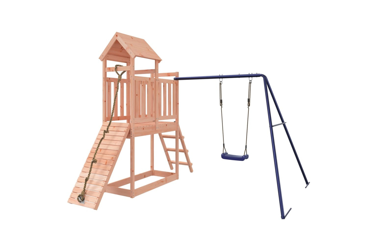 vidaXL 3155871 Playhouse With Swing Climbing Wall Solid Wood Douglas