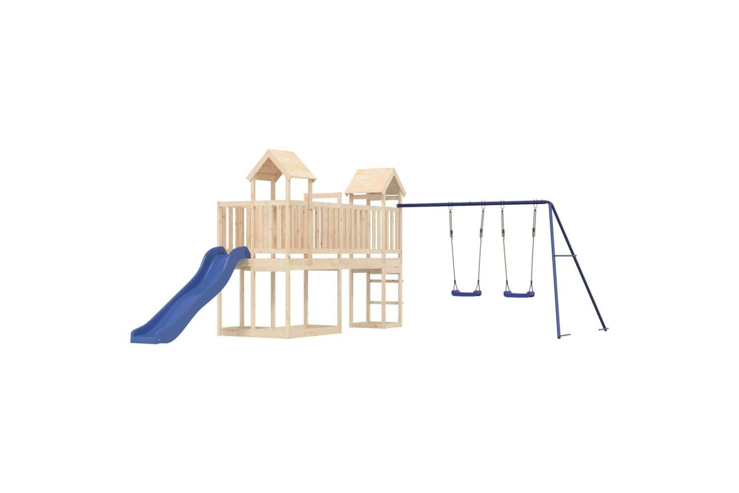 Vidaxl 3155849 Playhouse With Slide Swings Solid Wood Pine
