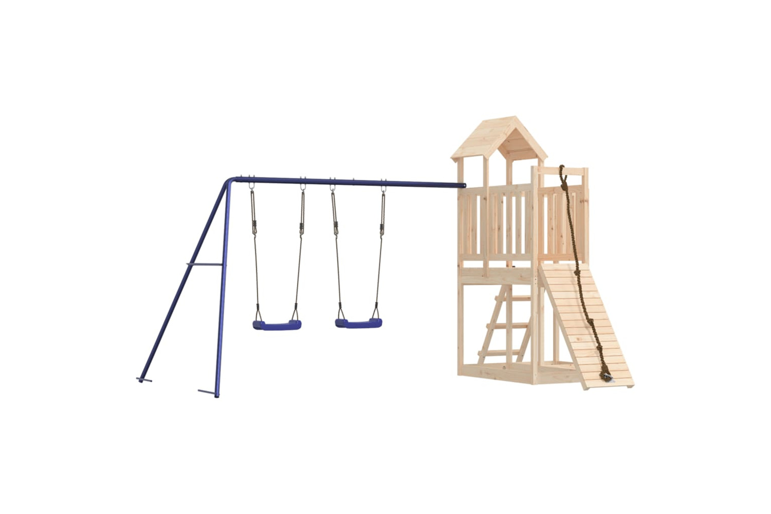vidaXL 3155837 Playhouse With Climbing Wall Swings Solid Wood Pine