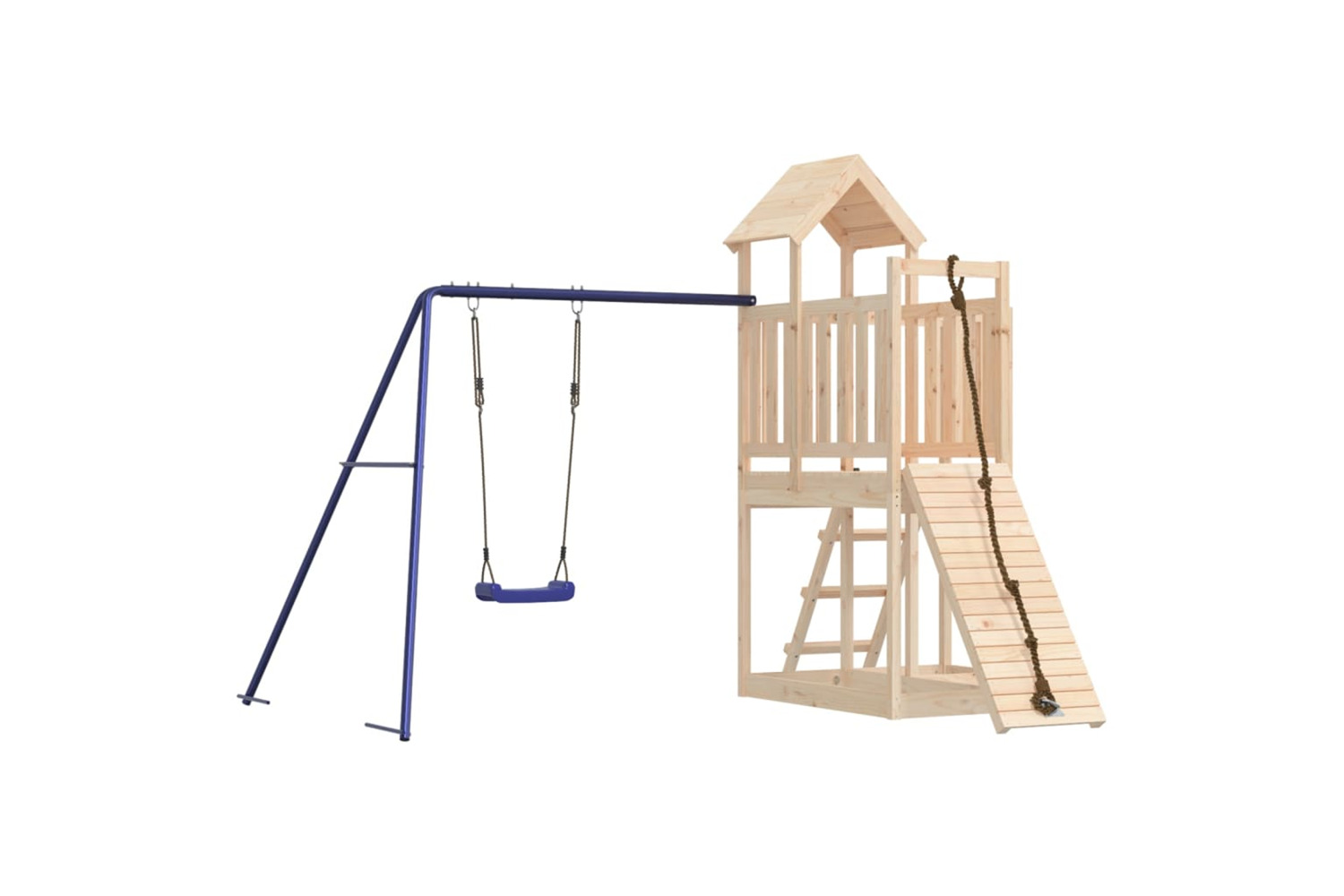 vidaXL 3155834 Playhouse With Climbing Wall Swing Solid Wood Pine