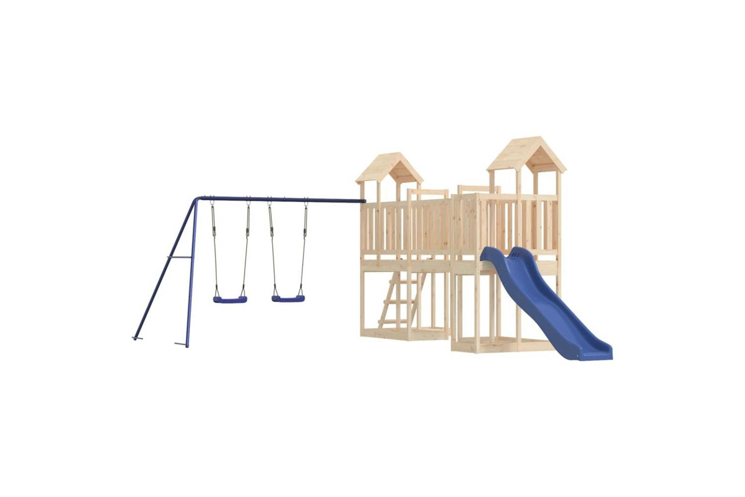 Vidaxl 3155846 Playhouse With Slide Swings Solid Wood Pine