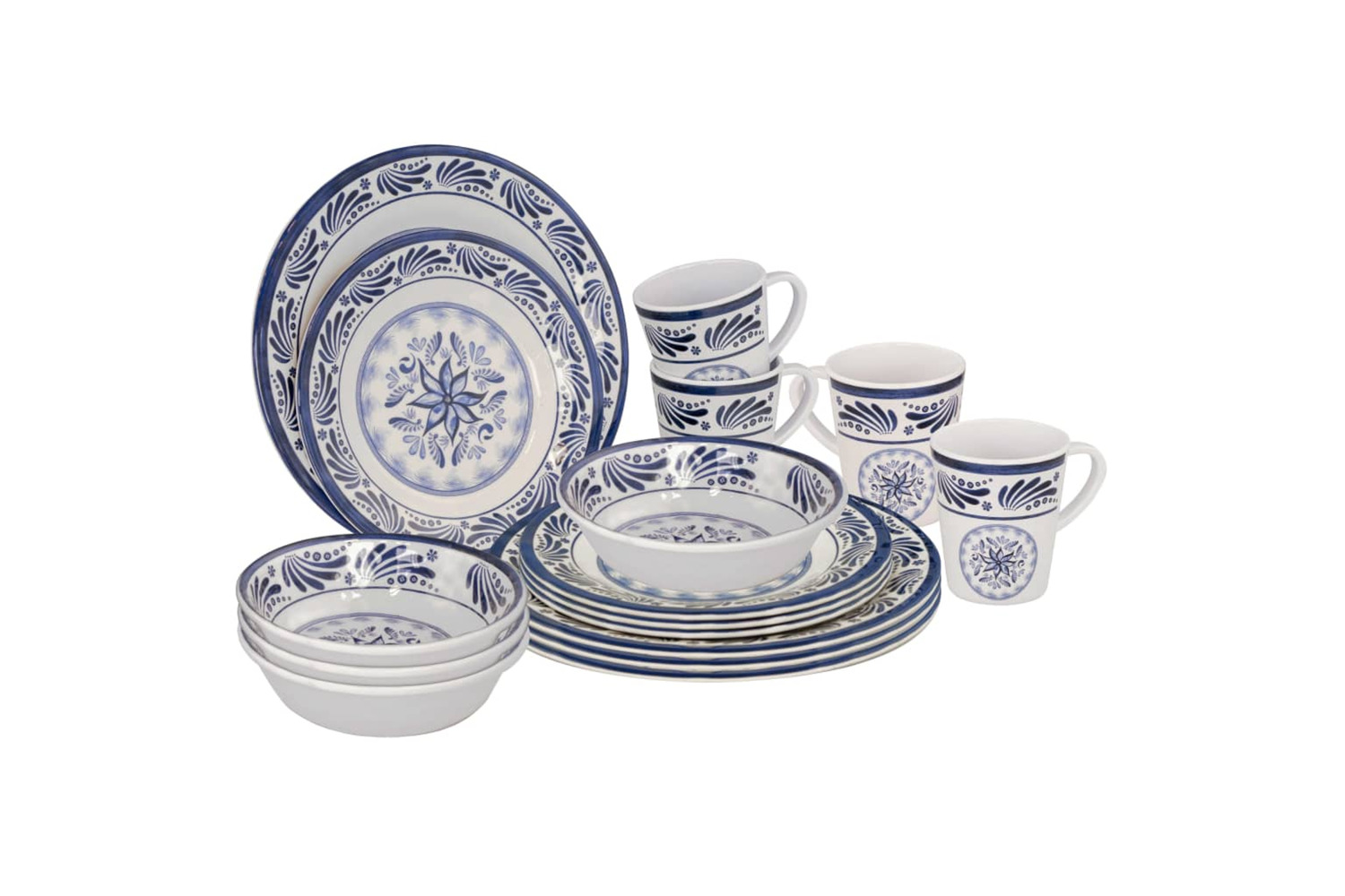Bo-camp 428642 16 Piece Tableware Set Old Dutch Melamine Blue