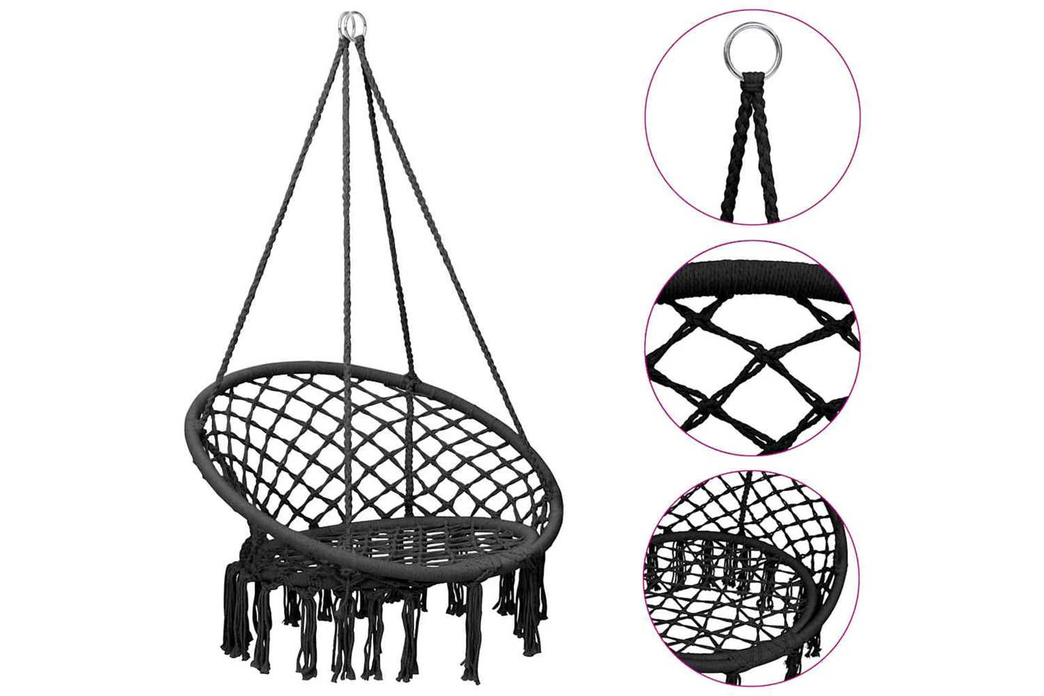 Vidaxl Hammock Swing Chair 80 Cm Anthracite