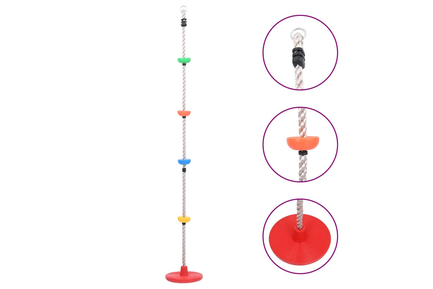 Vidaxl Climbing Rope Swing With Platforms And Disc 200 Cm