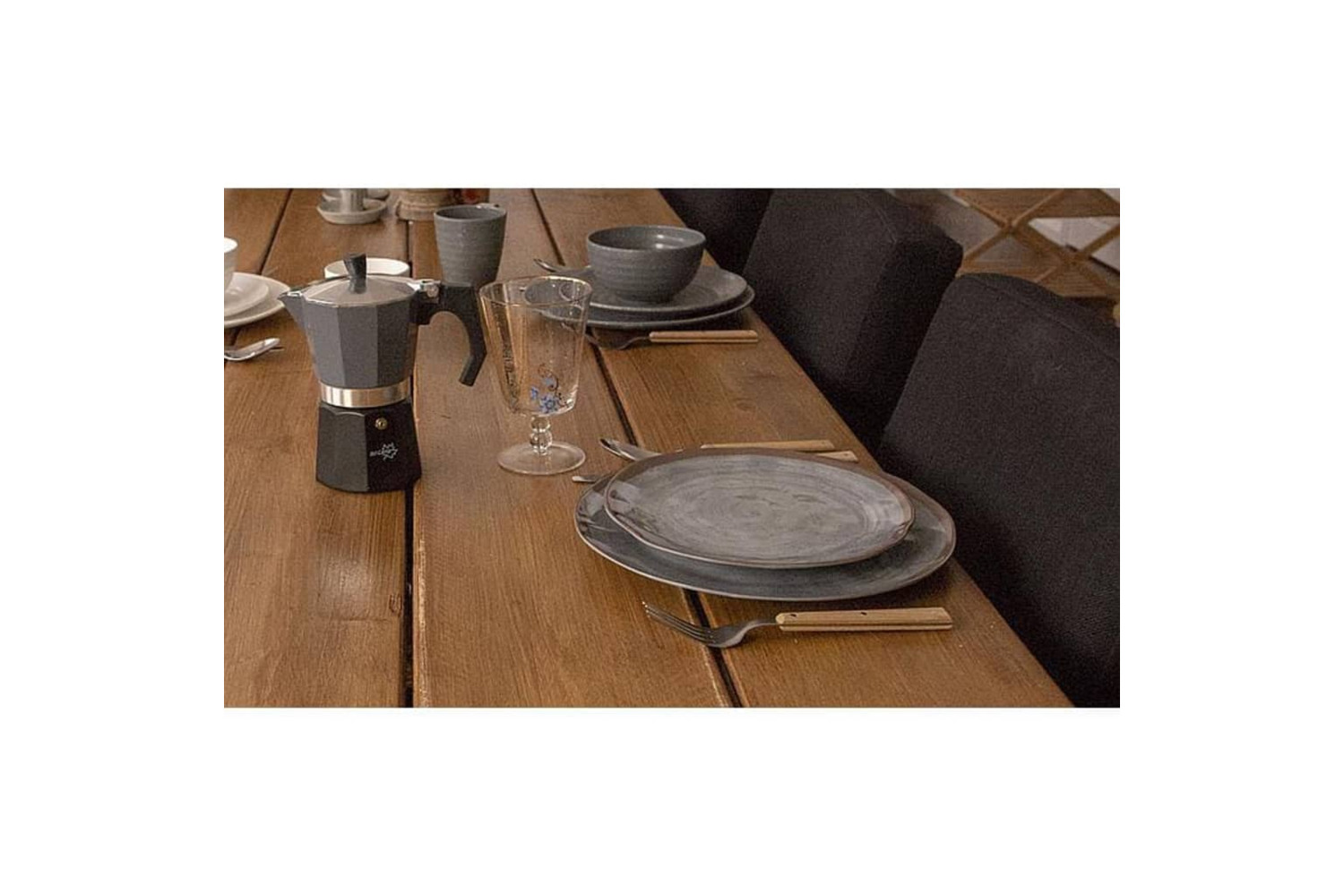 Bo-camp 428647 12 Piece Tableware Halo Melamine Grey And Terra