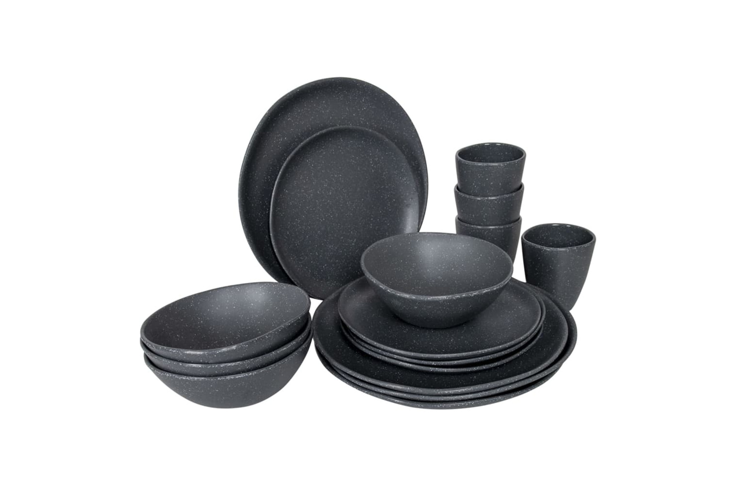 Bo-camp 441572 16 Piece Tableware Hoxton Melamine Dark Grey