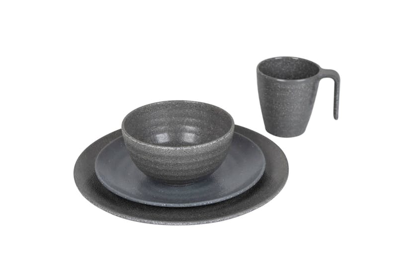 Bo-camp 428646 16 Piece Tableware Stone Melamine Grey