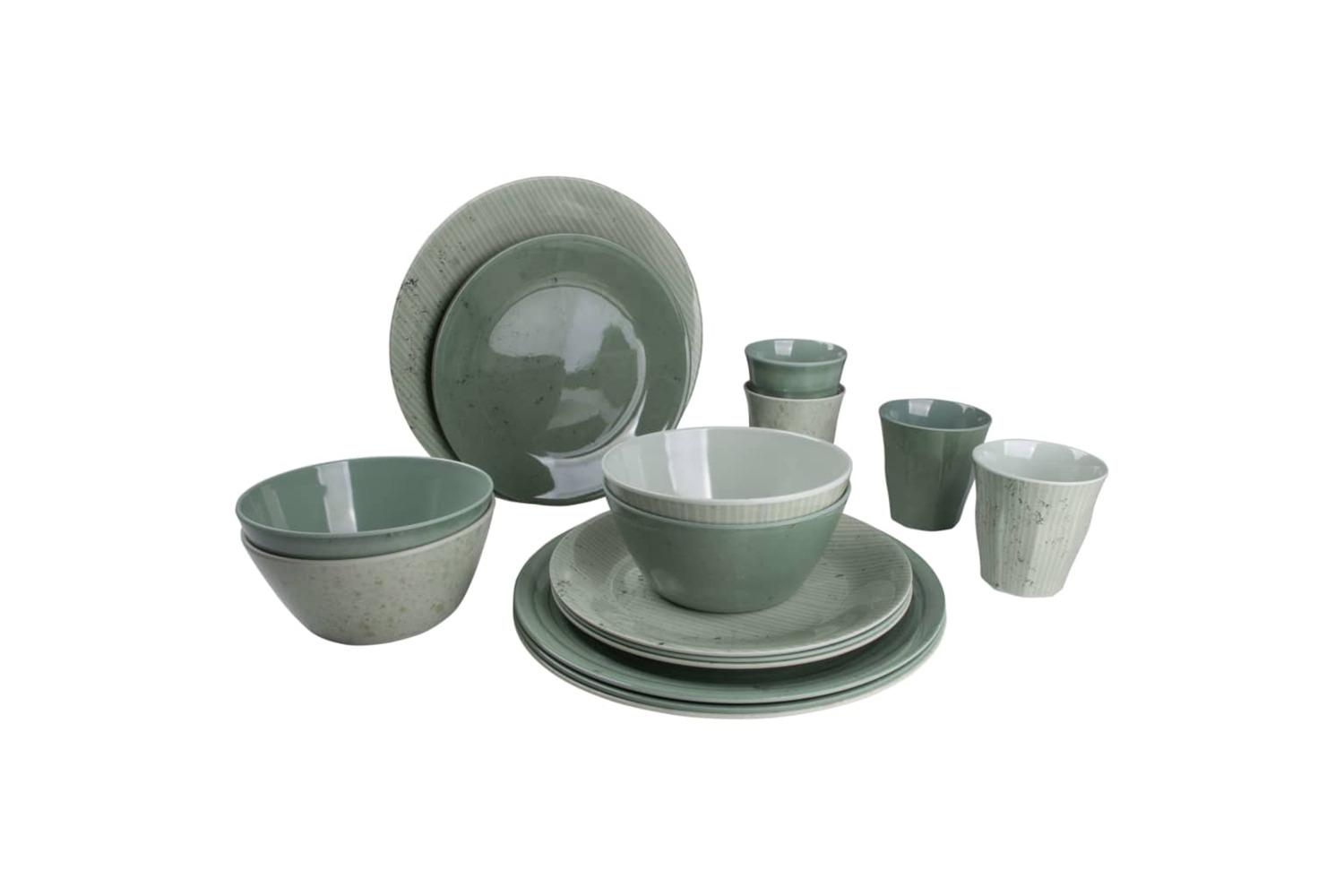 Bo-camp 435573 16 Piece Tableware Mix & Match Melamine Green