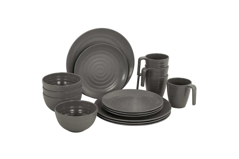 Bo-camp 428646 16 Piece Tableware Stone Melamine Grey