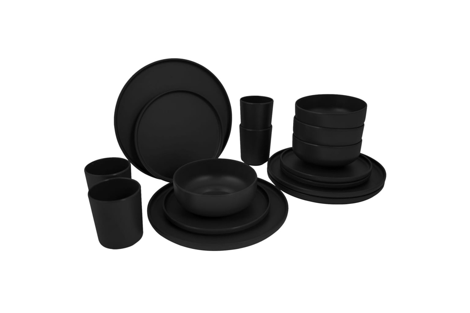 Bo-camp 441570 16 Piece Tableware Patom Melamine Black