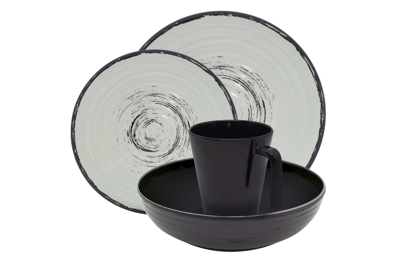 Eurotrail 435735 Tableware Isla 16 Pcs Melamine Black And Natural