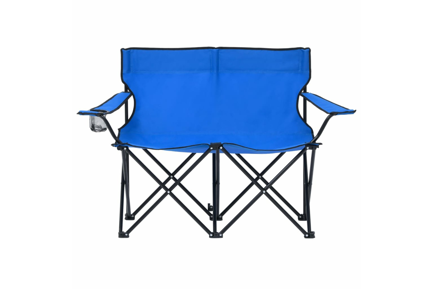 vidaXL 313537 2-seater Foldable Camping Chair Steel And Fabric Blue