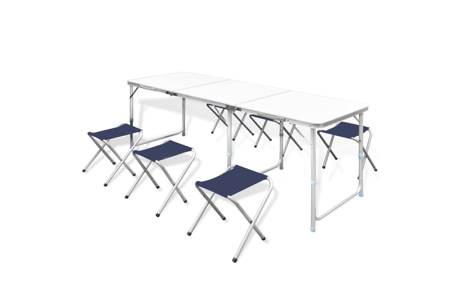 vidaXL 41329 Foldable Camping Table Set With 6 Stools Height Adjustable 180x60cm