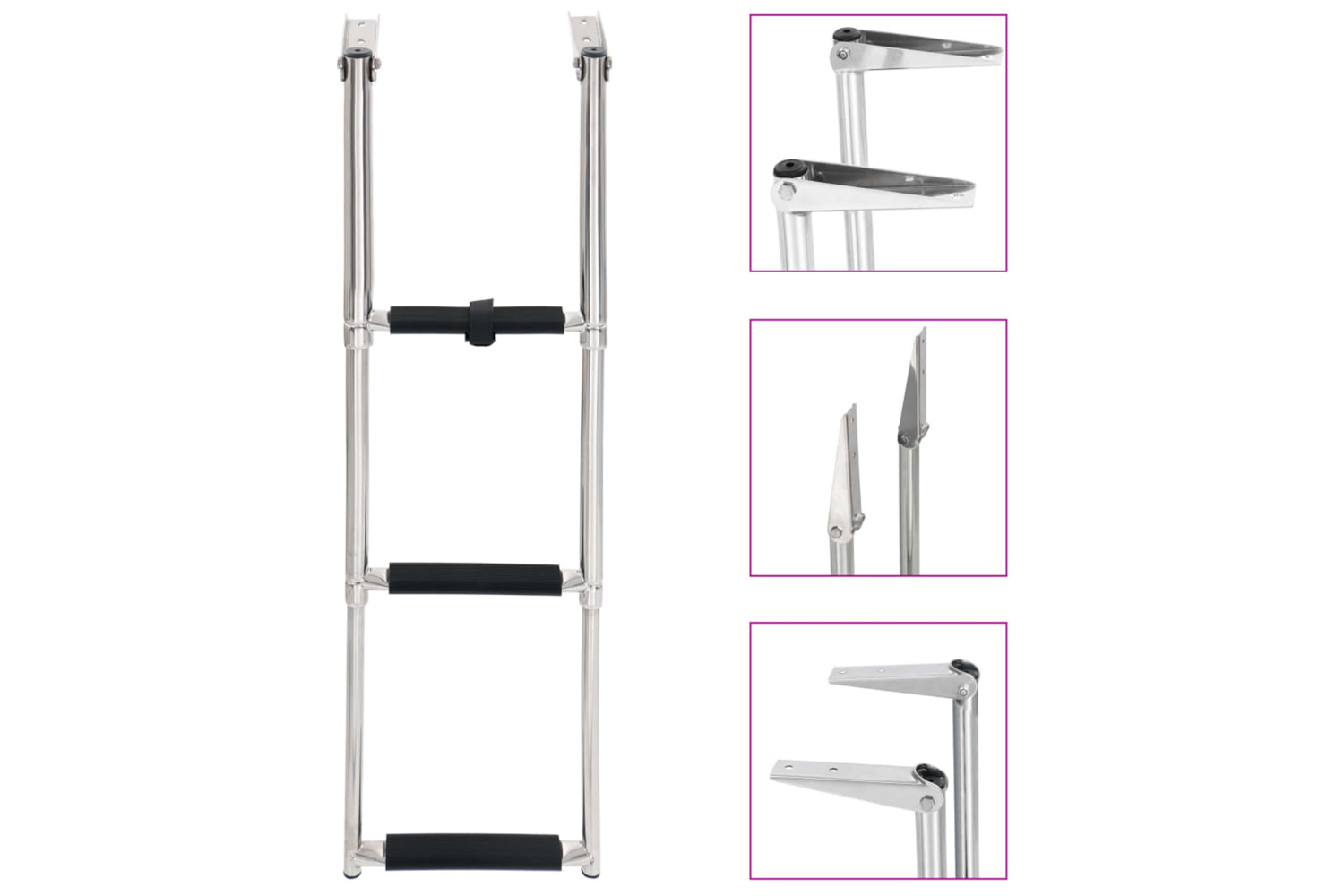 vidaXL 92374 Folding Boarding Ladder 3-step Stainless Steel