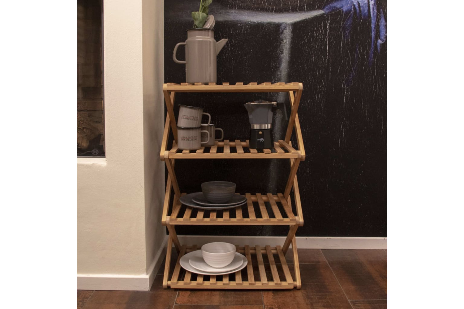 Bo-camp 428619 Folding Camping Cupboard Fitzroy Bamboo