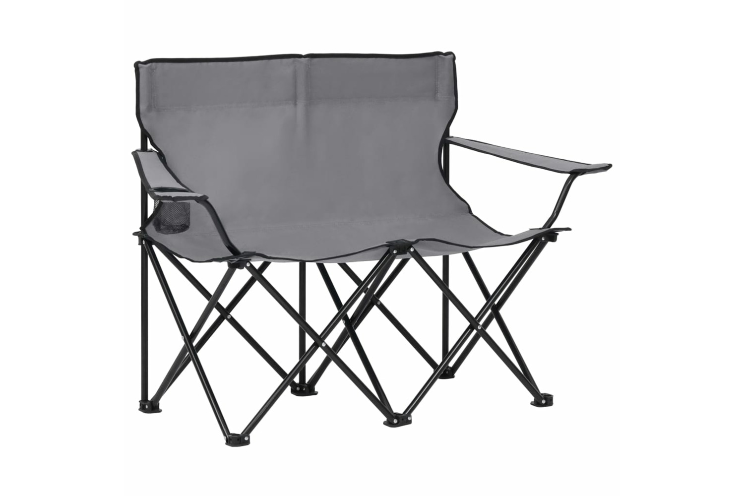 vidaXL 313540 2-seater Foldable Camping Chair Steel And Fabric Grey