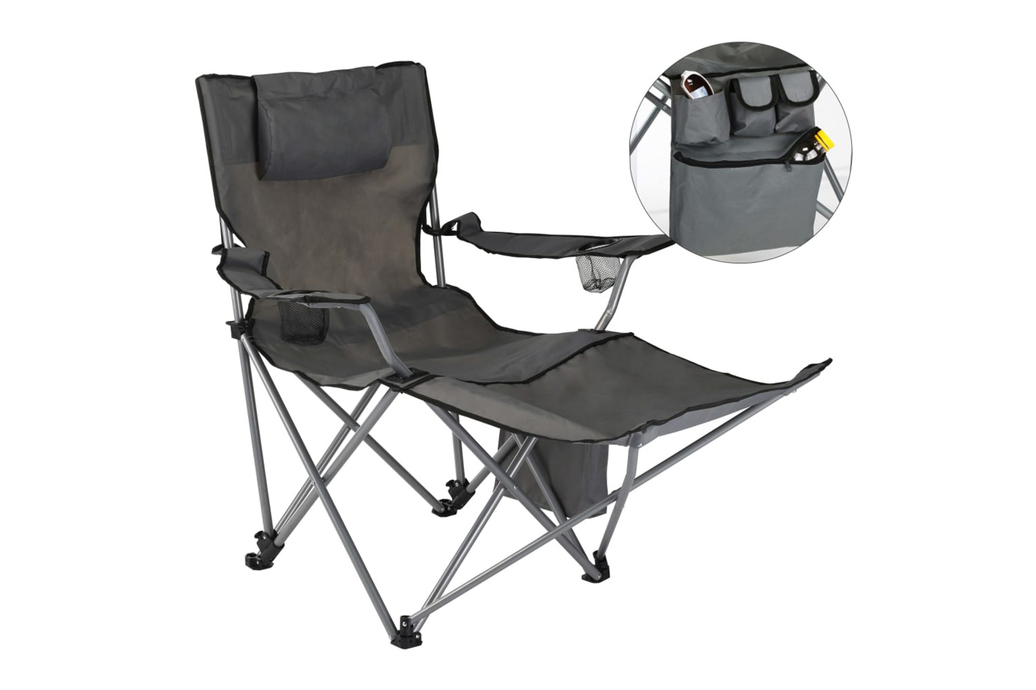 Hi Luxury Camping Chair With Foot Rest Anthracite