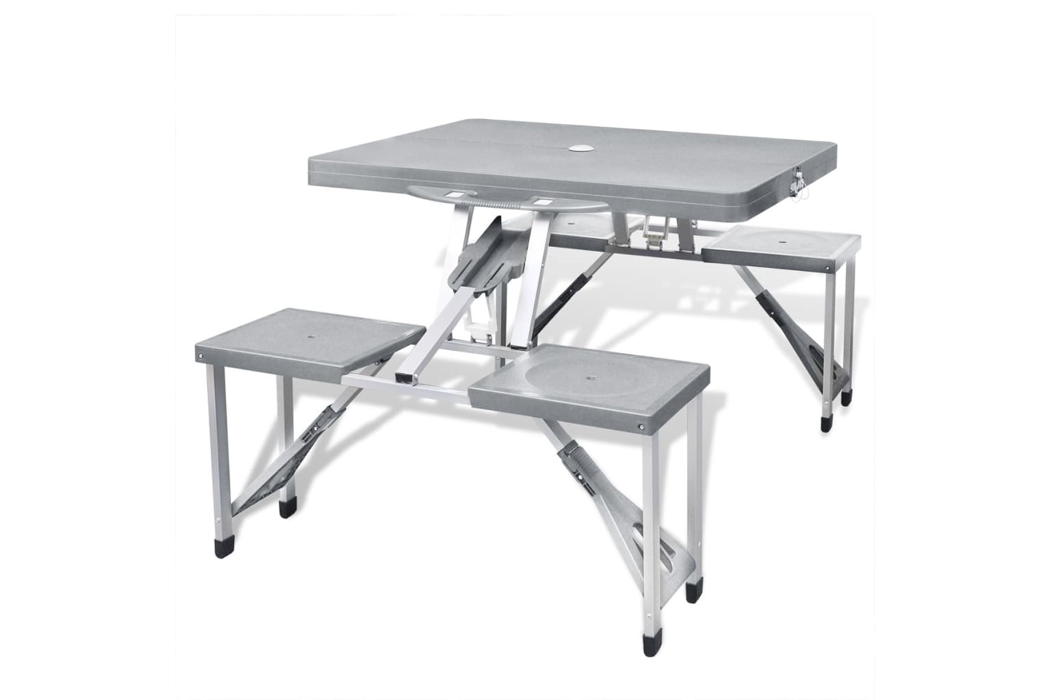 Vidaxl Foldable Camping Table Set With 4 Stools Aluminium Extra Light Grey