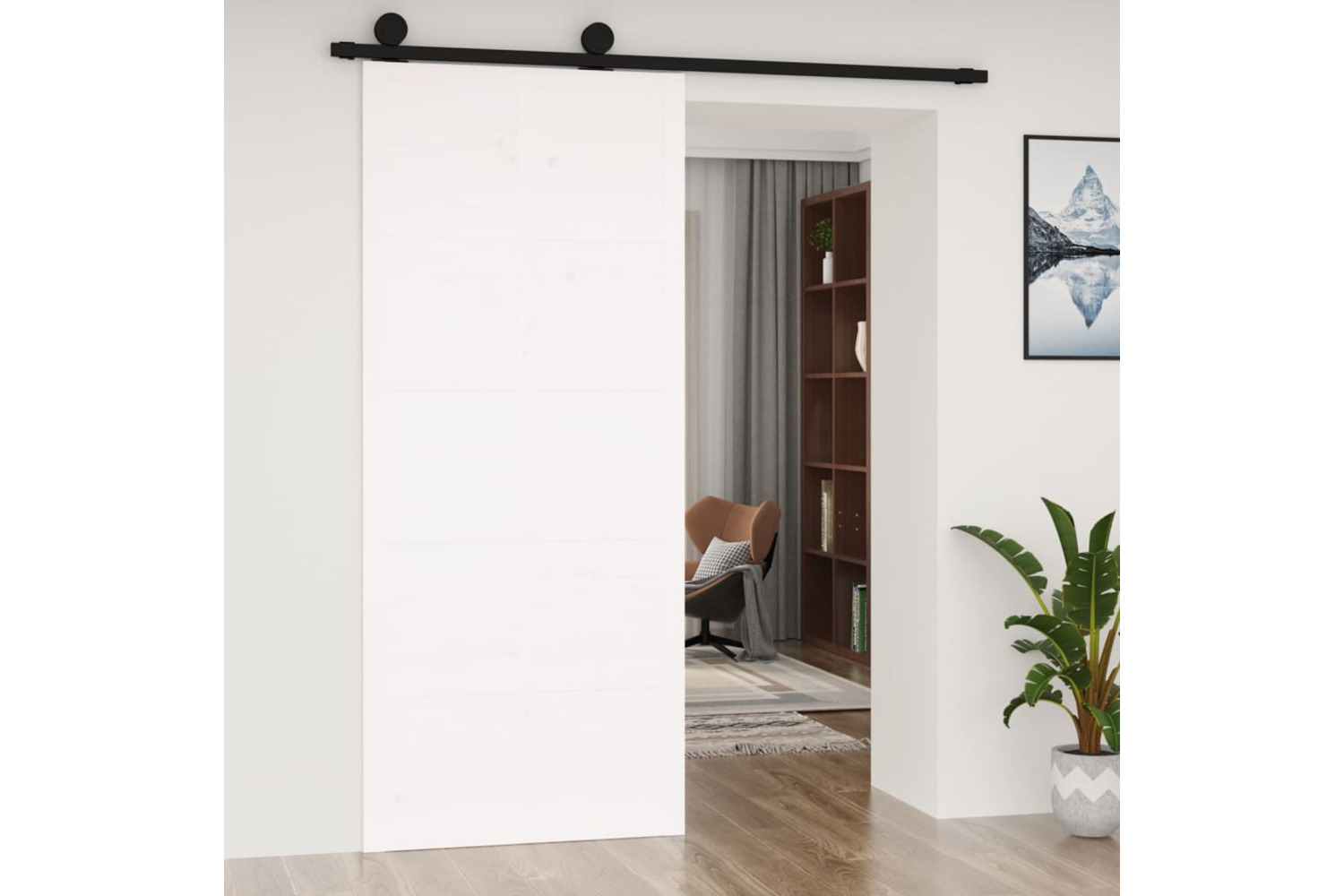 Vidaxl Barn Door White 90x1.8x214 Cm Solid Wood Pine