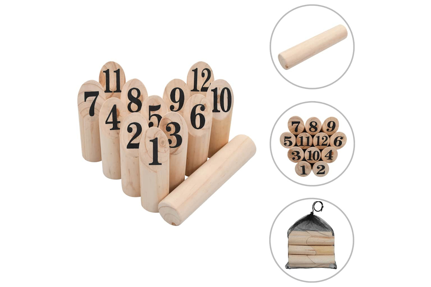Vidaxl Number Kubb Game Set Wood