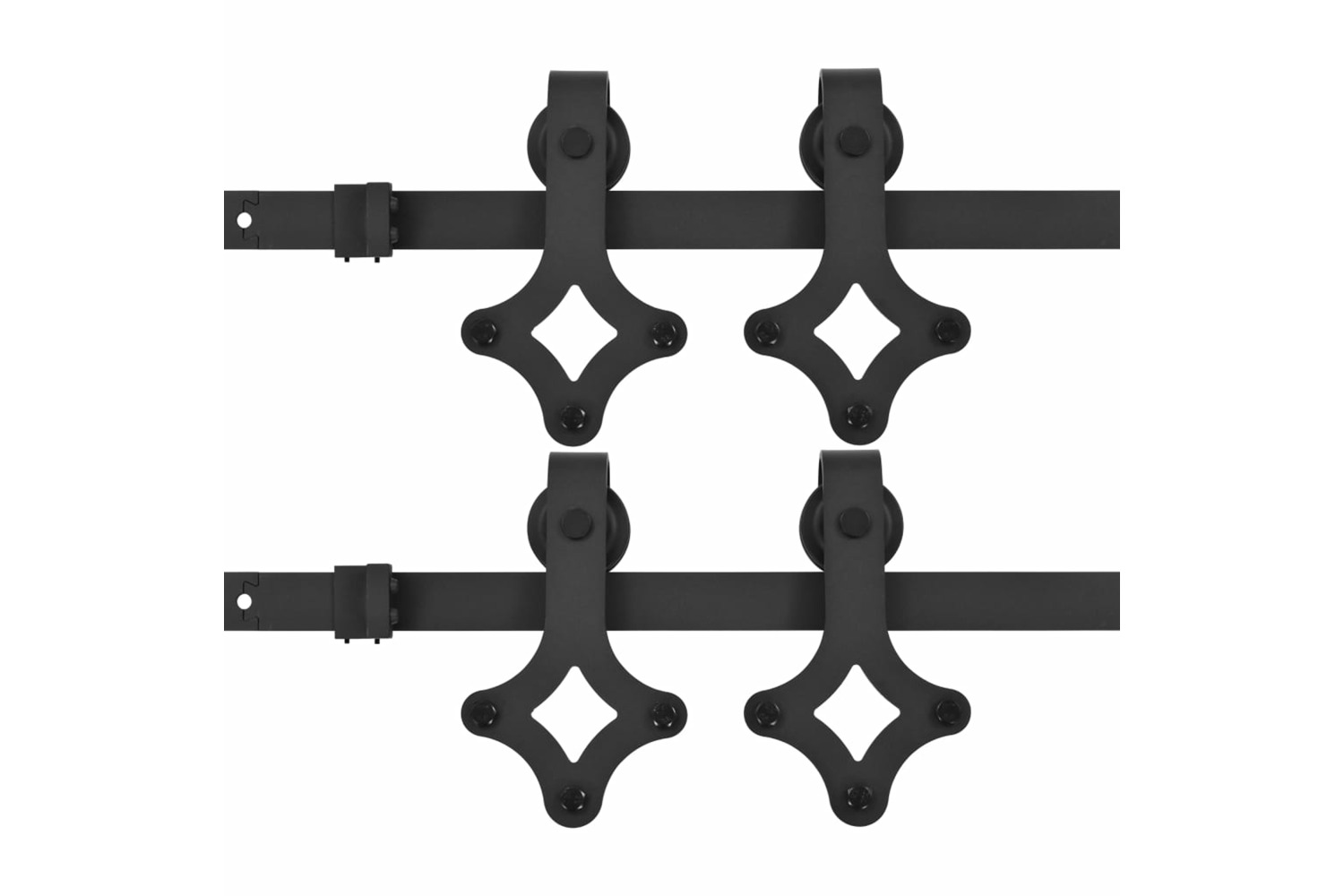 vidaXL 3059840 Sliding Door Hardware Kits 2 Pcs 183cm Steel Black