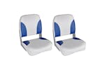 Vidaxl 279103 Boat Seats 2 Pcs Foldable Backrest Blue-white Pillow 41x36x48cm