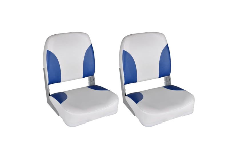 Vidaxl 279103 Boat Seats 2 Pcs Foldable Backrest Blue-white Pillow 41x36x48cm