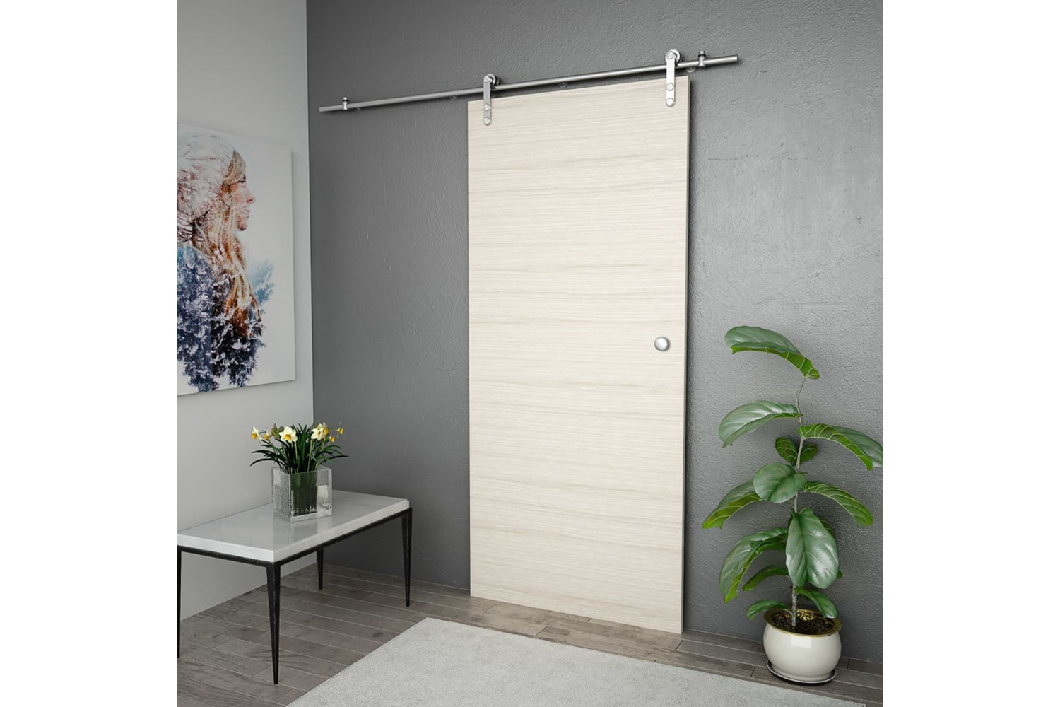 vidaXL 142826 Sliding Door Hardware Kit 183cm Stainless Steel Silver