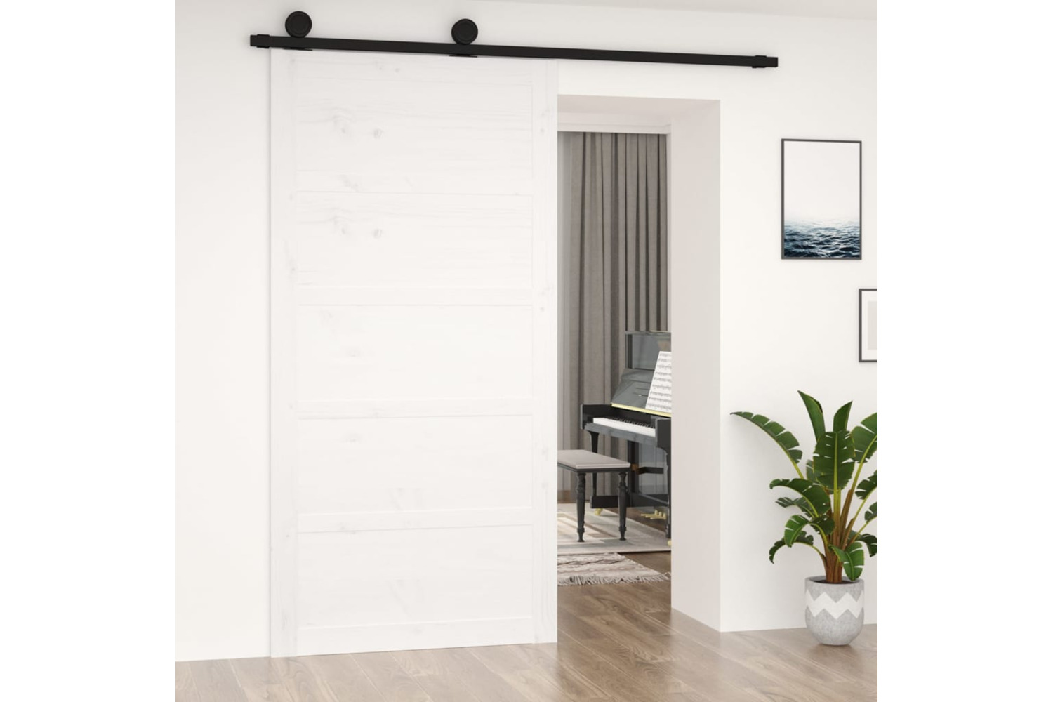 Vidaxl Barn Door White 100x1.8x204.5 Cm Solid Wood Pine