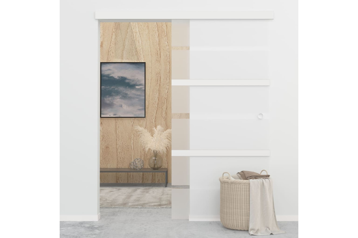 Vidaxl Sliding Door Esg Glass And Aluminium 102.5x212 Cm Silver