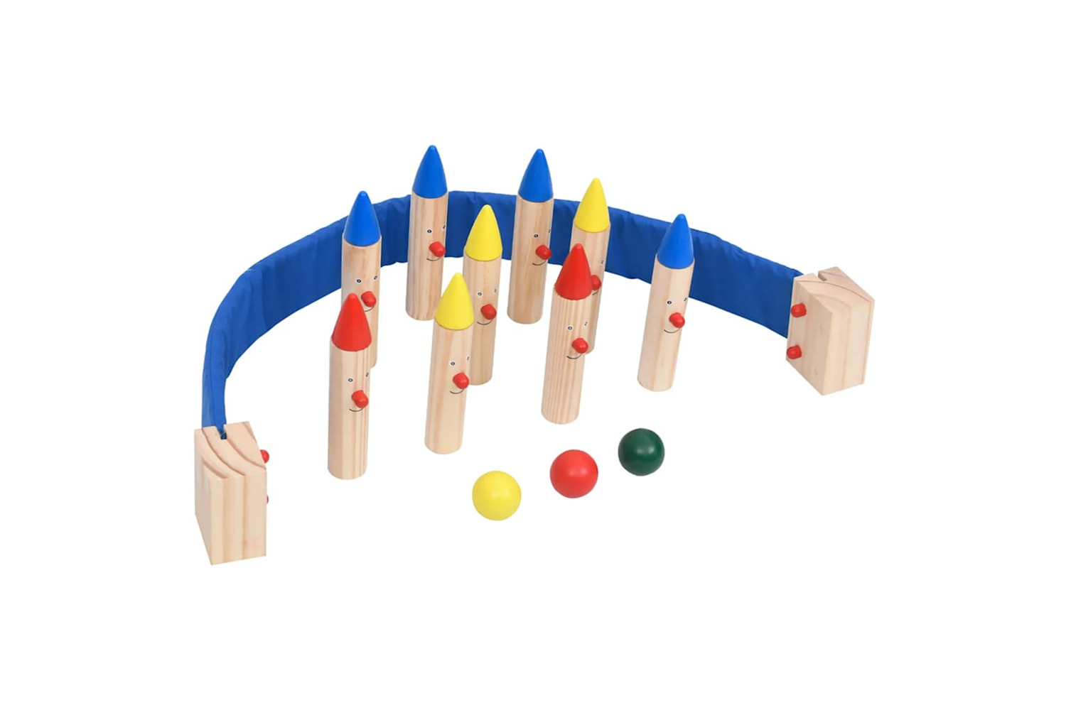 Vidaxl Bowling Game Multicolour Solid Pinewood